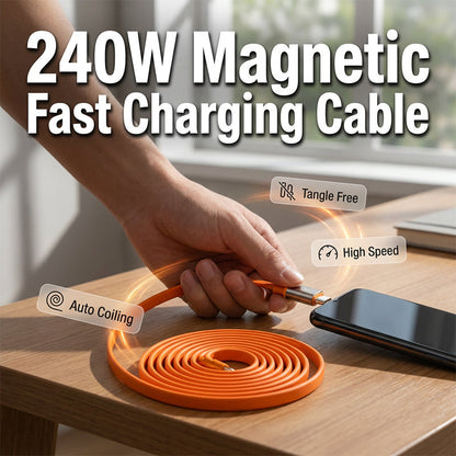 240 W magnetisk självupprullande Type-C-kabel
