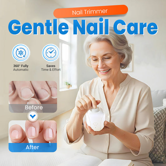 👶💅 360° roterande nageltrimmer – LED-ljus, tyst, säker för bebisar och vuxna!