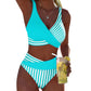 Randig Colorblock Bikini – Tvådelat Bikiniset för Dam