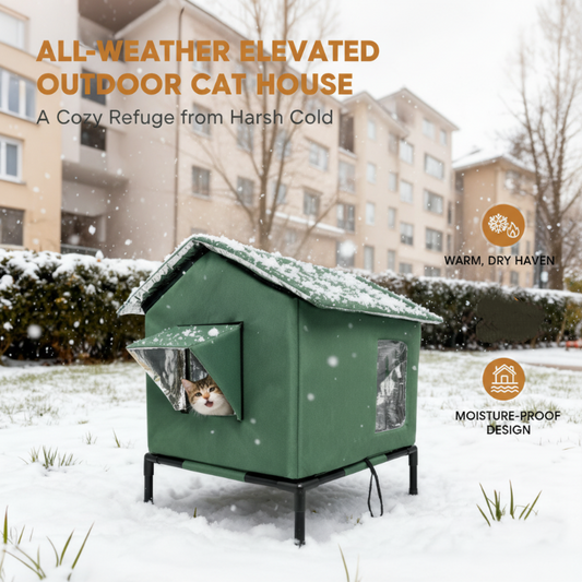 🐱🏠 Vattentätt Utomhuskatthus – Isolerat & Upphöjt 12 cm från Marken