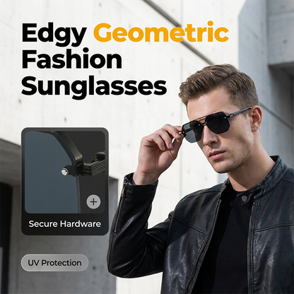 Snygga geometriska polygonformade solglasögon för män