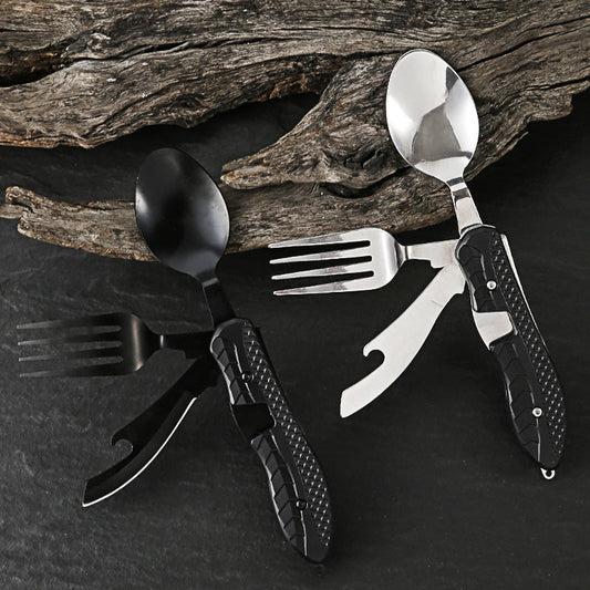 🍴 50 % RABATT NU! 🏕️ 4-i-1 Hopfällbart Bestickset i Rostfritt Stål – Perfekt för Camping, Vandring & Resor 🎒