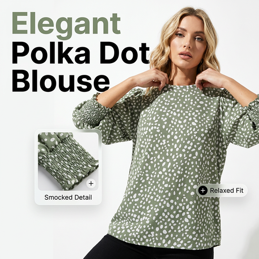 👚 50% RABATT NU!🌿 Dam Casual Polkadot Blus med 3/4-ärm – Andningsbar & Elegant – Chic Vardags Essential 🎀