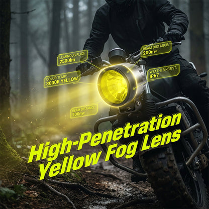 🏍️💛 Gult Dimljusskydd för Motorcykelstrålkastare – Starkare Sikt i Dimma, Regn & Snö