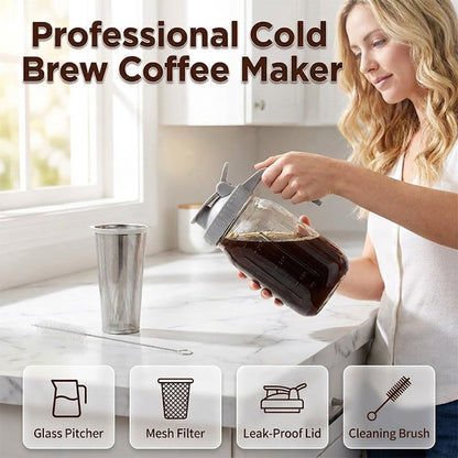 ☕❄️ 50% RABATT! Kallbryggt Kaffebryggare Med Lock – Len, Frisk & Perfekt För Sommaren ✨