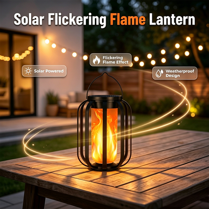 ⏰ Soldriven Flimrande Flamlykta – Vattentät & automatisk tändning – Realistiskt varmt sken, perfekt för uteplats, trädgård eller gångar – ingen kabeldragning behövs 🌙