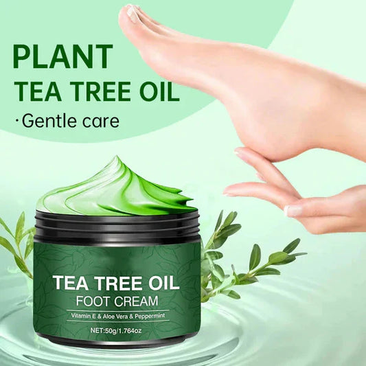 🦶 50 % RABATT NU! 🌿 Lugnande Fotkräm med Aloe Vera & Tea Tree-olja – Mjukare och Välvårdade Fötter ✨