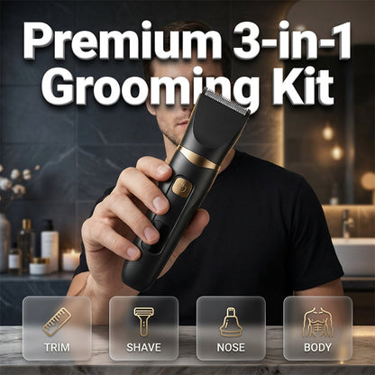 🪒🔥 50 % RABATT NU! 3-i-1 Elektriskt Groomingkit – Sladdlöst & USB-Uppladdningsbart – Smidig Ansning Hemma & På Resan ✨🧔