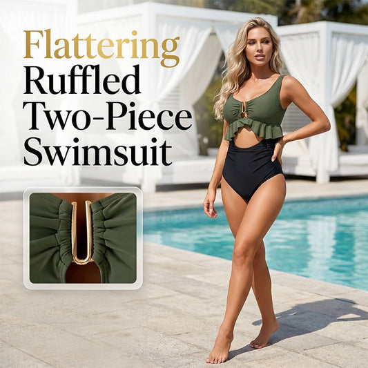 👙 50% RABATT | Baddräkt med hög midja och volanger