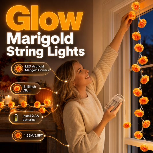 🎃✨ Halloween LED-Ljusslinga med Ringblommor – Skapa Magisk Höststämning Inomhus & Utomhus