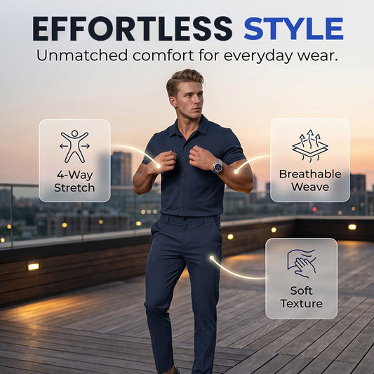 👔 Smart Casual 2-delat Set för Herr – Lätt, Skrynkelfritt & Elegant Komfort