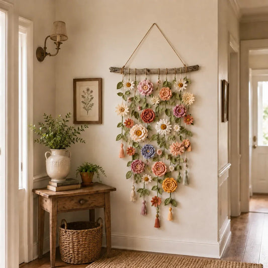 🏆🇸🇪 Populär bland svenska kunder🌸 Virkad Väggdekoration med Blommönster – Skapa En Mysig Känsla i Hemmet