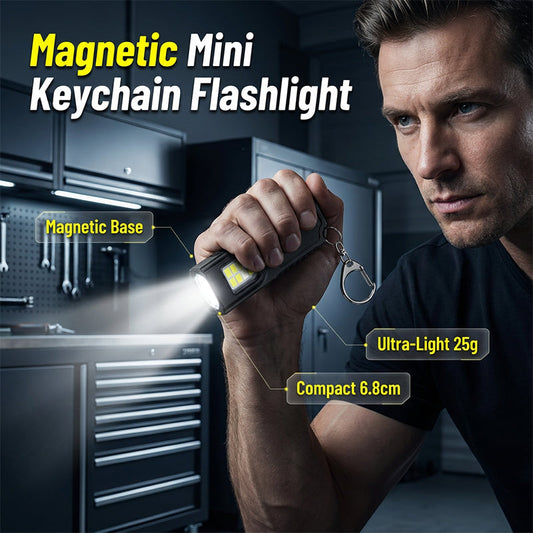 🔥 50 % RABATT NU! 🔦 Mini Nyckelringsficklampa med Magnetisk Bas – Liten Storlek, Stor Hjälp I Vardagen ✨