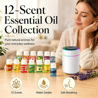 ✨ 50 % RABATT NU! 🌸 12-Pack Vattenlösliga Eteriska Oljor – Njut av En Ny Doft Varje Dag 🕯️