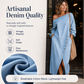 👗 50 % RABATT NU! ✨ Off-Shoulder Denimklänning för Damer – Trendig, Feminine & Enkel Att Matcha 💙