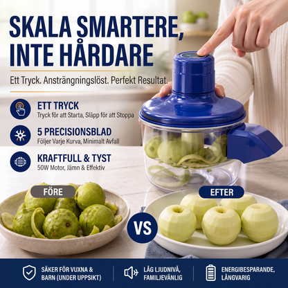 🥔 50 % RABATT NU! 🔪 Elektrisk Sladdlös Skalare – Skalar Frukt, Grönsaker & Vitlök Snabbt och Enkelt 🍎✨