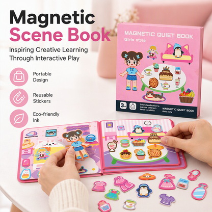 🧲👶 50 % RABATT NU! ✨ Magnetisk Aktivitetsbok för Barn – Roliga Pussel, Kreativa Scener & Lekfullt Lärande 🧩🎨