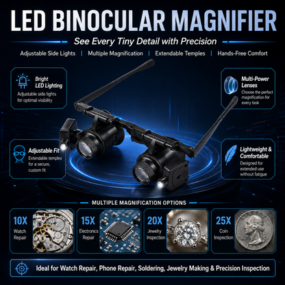 🔍💡 50 % RABATT NU! ✨ Förstoringsglasögon med LED-belysning – Se Små Detaljer Tydligare & Arbeta Med Bättre Precision 👓