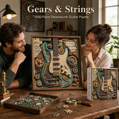 🔥🎸 50 % RABATT NU! Kreativt Steampunk Gitarr 3D-pussel – Bygg Din Egen Mekaniska Gitarrmodell ✨