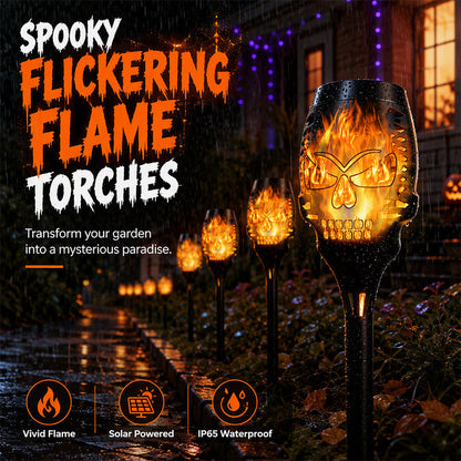 🎃💀 HALLOWEEN-ERBJUDANDE! ☀️ Solcellsdrivna Skalle-Trädgårdslampor – Läskig Belysning för Trädgård, Gångar & Utomhusdekoration 👻🌙