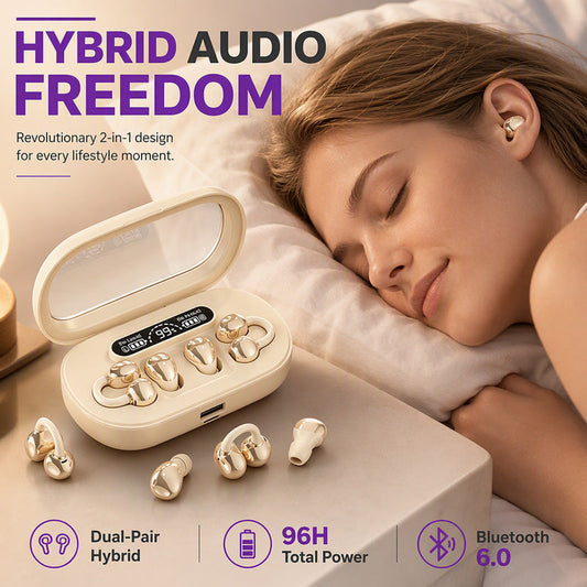 🎧✨ 50 % RABATT! 2-i-1 & 3-i-1 Trådlösa Hörlurar – In-Ear, Öronklämma & Sömnmodell i Ett Paket