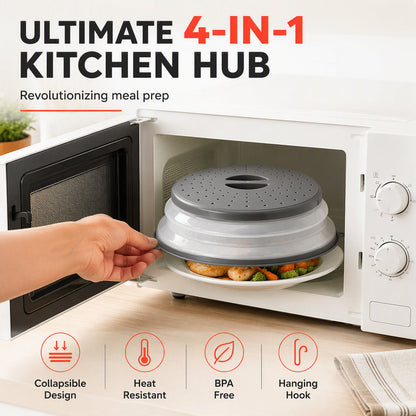 🍲✨ 50 % RABATT NU! 2-i-1 Hopfällbart Stänkskydd för Mikrovågsugn – Skyddar Mot Matstänk & Håller Mikron Renare 🧼🔥