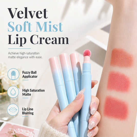 💄💋 50 % RABATT NU! ✨ Mjukt Matt Läppstift med Puffapplikator – Jämn Applicering & Vacker Matt Läpplook 💕🌸