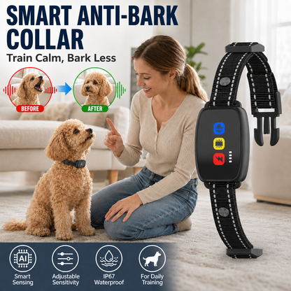 🐕🔇 50 % RABATT NU! Smart Anti-Bark Halsband – Stötfritt med Vibration & Pip, Justerbar Känslighet 🐾✨