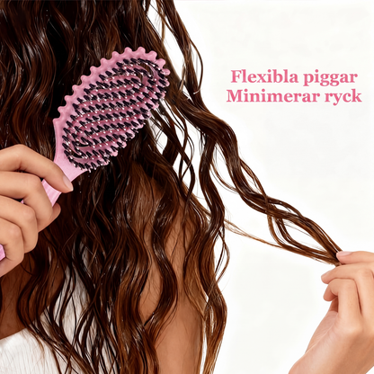 💇‍♀️✨ 50 % RABATT NU! 🌿 Ventilerad Hårborste med Vildsvinsborst – Hjälper till att Forma, Släta & Definiera Lockigt Hår 💕