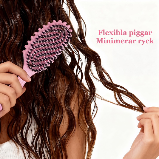 💇‍♀️✨ 50 % RABATT NU! 🌿 Ventilerad Hårborste med Vildsvinsborst – Hjälper till att Forma, Släta & Definiera Lockigt Hår 💕