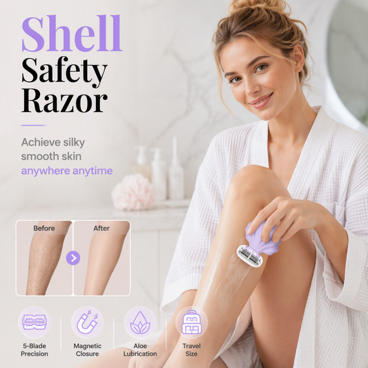 🔥🎁 KÖP 2 – FÅ 1 GRATIS! 🐚 Bärbar Rakhyvel för Kvinnor – Söt Skalform & Smidig Att Ta Med