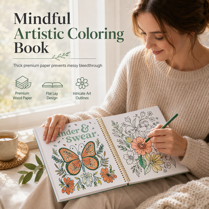 🌿🎨 Söt Målarbok för Vuxna – Mindfulness med Vackra Växtmotiv & Tjockt Papper