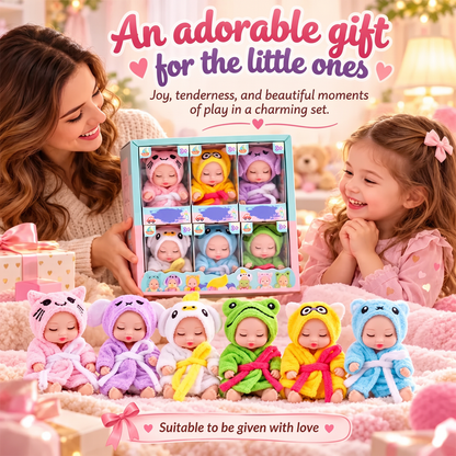 🧸 Mini Reborn-Bebisar – 6 Söta Sovande Djurfigurer att Samla på 💕