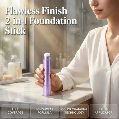 💄 2-i-1 Foundationstift med Inbyggd Borste – Jämn, Naturlig Täckning på Språng