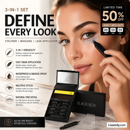 💋👁️ 50 % RABATT NU! 3-i-1 Ögonmakeup-kit – Eyeliner & Stämpel för Nedre Fransar ✨🖤 Skapa En Mer Definierad Blick