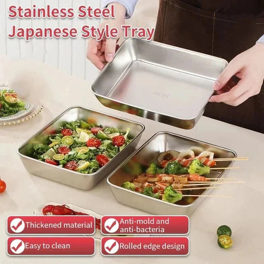 Square stainless steel plate (with lid)